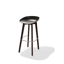 Materiel Chr Pro Tabouret de Bar sans Dossier Structure en Bois de Bouleau Foncé et Assise en Plastique - Veba 