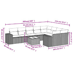 Avis vidaXL Salon de jardin avec coussins 10 pcs gris clair résine tressée