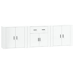 Maison Chic Lot de 3 Commode Buffet - Meuble de rangements Blanc Bois d'ingénierie -GKD51511