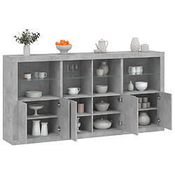 vidaXL Buffet avec lumières LED gris béton 202x37x100 cm