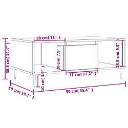 vidaXL Table basse Sonoma gris 90x50x36,5 cm Bois d'ingénierie pas cher