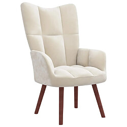 Maison Chic Chaise de relaxation | Fauteuil relax avec repose-pied Blanc crème Velours -GKD44968 pas cher