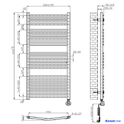 EMKE Sèche-Serviettes Électrique avec Élément Chauffant Thermostat, Chauffe Serviettes à Température Constante de la Salle de Bain, Baguette Chauffante avec Minuterie, 120x60cm, 600W, Anthracite pas cher