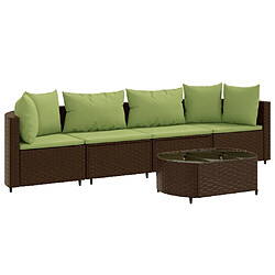 vidaXL Salon de jardin avec coussins 5 pcs marron résine tressée