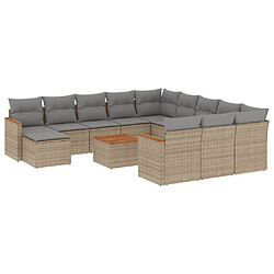 vidaXL Salon de jardin avec coussins 13 pcs beige résine tressée