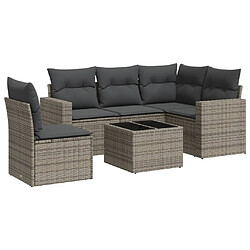 vidaXL Salon de jardin 6 pcs avec coussins gris résine tressée