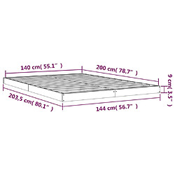 vidaXL Cadre de lit blanc 140x200 cm bois de pin massif pas cher