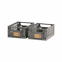 BigBuy Home Jeu de Caisses de Rangement Empilables 17 x 12,5 x 7 cm Gris foncé 