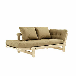 Avis Inside 75 Banquette méridienne futon BEAT pin naturel tissu coloris beige blé couchage 75*200 cm.