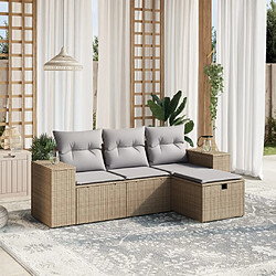 Maison Chic Ensemble à manger d'extérieur 4 pcs avec coussins,Salon de jardin,Mobilier de jardin mélange beige résine tressée -GKD843647