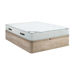 Vente-Unique Ensemble 160 x 200 cm sommier coffre naturel clair + matelas ressorts ensachés 7 zones mousse à mémoire de forme ép.25cm - IONIA de DREAMEA