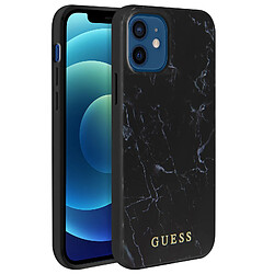 Guess Maroquinerie Coque iPhone 12 Mini Effet Marbres Rigide Marble Cover Guess Noir