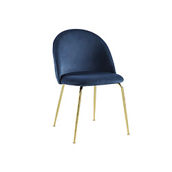 Acheter Vente-Unique Lot de 6 chaises - Velours et métal doré - Bleu - MELBOURNE