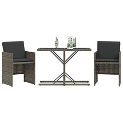 Avis Maison Chic Ensemble de bistro 3 pcs avec coussins,Table + chaises + coussins de jardin gris résine tressée -GKD228564