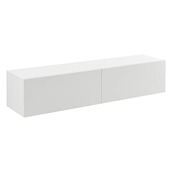 Étagère Murale Design Meuble Support TV Stylé avec 2 Tiroirs Capactié de Charge jusqu'à 25 kg Panneau de Particules Mélaminé 140 x 33 x 30 cm Blanc Mat [en.casa] 