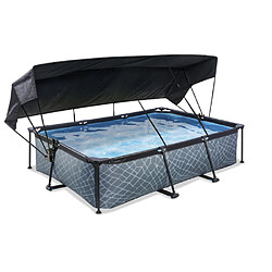 EXIT Piscine Stone 300x200x65cm avec voile d'ombrage et pompe filtrante - grise