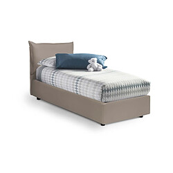 Autrement Talamo Italia Veronica lit simple avec conteneur, Made in Italy, en éco-cuir, 80x190 cm, avec ouverture latérale, Taupe, avec matelas inclus. 