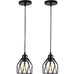 Stoex 2X Plafonnier Vintage Suspension Luminaire Moderne E27 Suspension Lustre Rétro Lustre en Métal (Noir) Pour Couloir, Chambre À Coucher, Cuisine