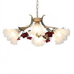 Universal Lustre de chambre de jardin européen de 60 cm, lustre à LED dimmer 3 + 1, salle à manger rétro, salon, fleur en fer forgé, lampe de style ancien romantique rustique 