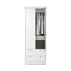 Acheter Mes Armoire 2 portes 2 tiroirs 80x51x200 cm blanc - LANDZY