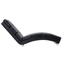 Helloshop26 Chaise longue transat fauteuil de relaxation en synthétique noir 1701003