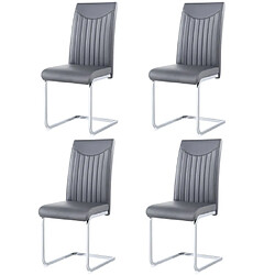 ComfortXL Set De 4 Chaises Freischwinger, Structure En Métal Chromé, Couleur Gris