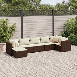 vidaXL Salon de jardin avec coussins 7 pcs marron résine tressée 