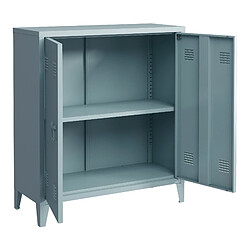 Helloshop26 Casier de bureau armoire meuble de rangement pour bureau atelier chambre acier de bureau métallique à 2 portes 90 x 80 x 33 cm gris-bleu 03_0006339