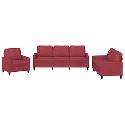 vidaXL Ensemble de canapés 3 pcs et coussins Rouge bordeaux Similicuir