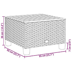 vidaXL Table de jardin gris 55x55x36 cm résine tressée et bois acacia pas cher