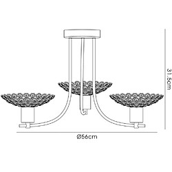 Avis Luminaire Center Semi Plafonnier Ellen 3 Ampoules nickel satiné/cristal