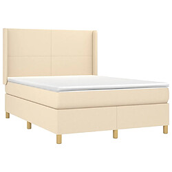 Avis vidaXL Sommier à lattes de lit matelas et LED Crème 140x190 cm Tissu