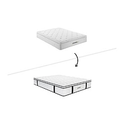 Vente-Unique Ensemble 140 x 190 cm sommier + matelas anti-feu ressorts ensachés et surmatelas intégré ép.28 cm - DELICE de DREAMEA HOTEL