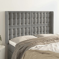 Maison Chic Tête de lit scandinave avec oreilles,meuble de chambre Gris clair 147x16x118/128 cm Velours -MN80376