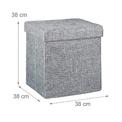 Helloshop26 Tabouret pliant en lin pouf de rangement pliable 38 x 38 cm gris 2013100