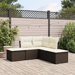 vidaXL Salon de jardin avec coussins 5 pcs marron résine tressée 