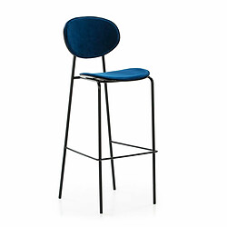 Tabouret Thai Natura Bleu Noir Velours Métal ABS 42 x 107 x 51 cm 