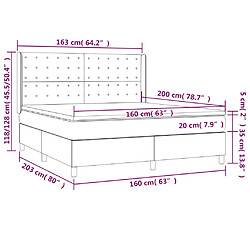 vidaXL Sommier à lattes de lit avec matelas Taupe 160x200 cm Tissu pas cher