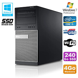 PC Tour Dell Optiplex 790 Core I5 3.1Ghz 4Go Disque 240Go SSD DVD WIFI Win 7 - Occasion