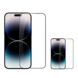 PHONECARE Kit 2 Film Verre Trempé 5D Full Cover pour Apple iPhone 15 Pro - Transparent / Noir 