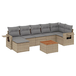 vidaXL Salon de jardin avec coussins 8pcs mélange beige résine tressée