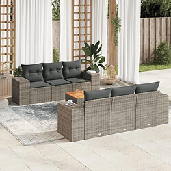 vidaXL Salon de jardin avec coussins 7 pcs gris résine tressée 