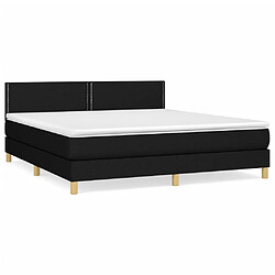 Maison Chic Structures de lit + matelas,Lit à sommier tapissier avec matelas Noir 160x200 cm Tissu -MN47901