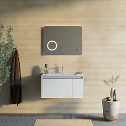 Kiamami Valentina ARMOIRE DE TOILETTE SUSPENDUE 80CM BLANC MAT MIROIR 80X60 TOUCH LED | MONACO