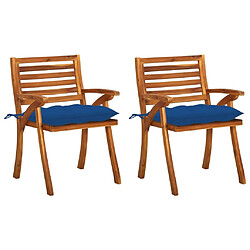 Maison Chic Lot de 2 Chaises à dîner de jardin avec coussins,Fauteuil/Chaises à manger d'extérieur Acacia massif -MN55121