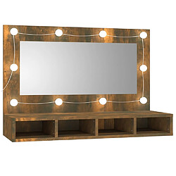 vidaXL Armoire à miroir avec LED Chêne fumé 90x31,5x62 cm