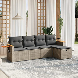 Maison Chic Ensemble de 5 Tables et chaises d'extérieur avec coussins,Salon de jardin gris résine tressée -GKD565891