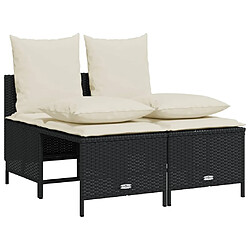 vidaXL Salon de jardin 4 pcs avec coussins noir résine tressée