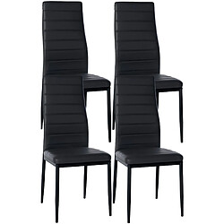 Decoshop26 Lot de 4 chaises de salle à manger design simple en synthétique noir avec couture cadre en métal noir CDS10408 