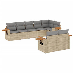 vidaXL Salon de jardin avec coussins 8 pcs beige résine tressée